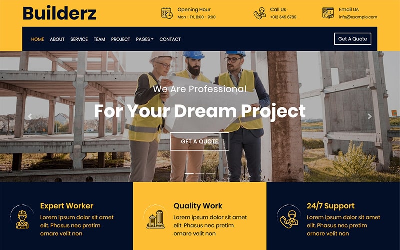 Construction Company Website Template Free Download HTML Codex