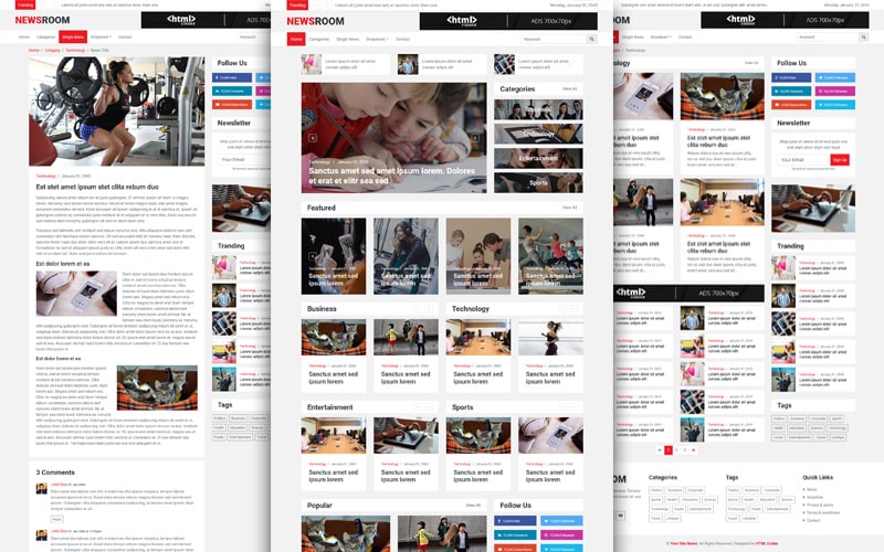 NEWSROOM – Free Bootstrap Magazine Template