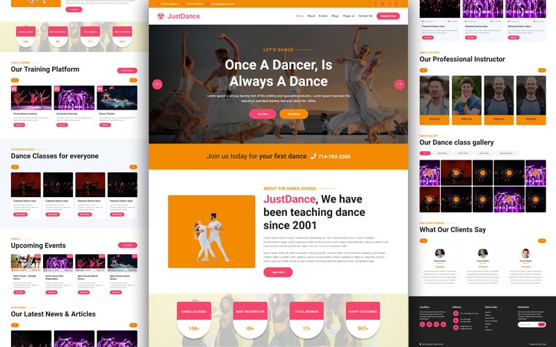 JustDance – Dance Class Website Template